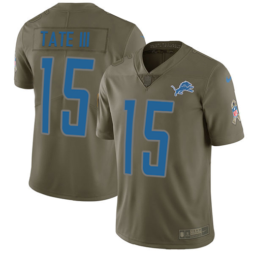 Nike Lions #15 Golden Tate III Olive Men's Stitched NFL Limited Salute to Service Jersey